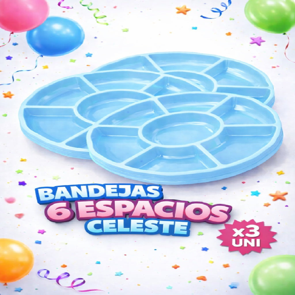 Bandejas 6 Compartimentos x3 Unidades – Bandejas para Snacks