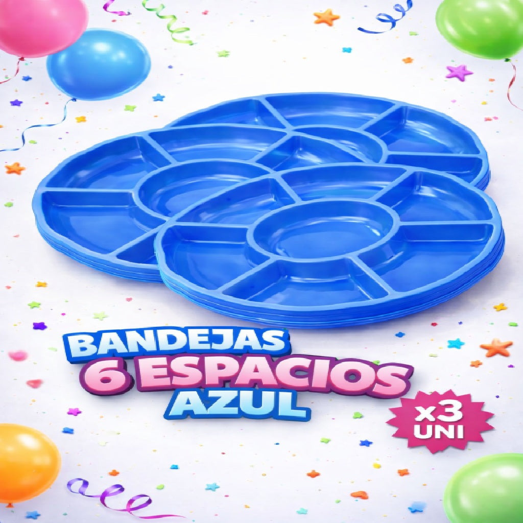 Bandejas 6 Compartimentos x3 Unidades – Bandejas para Snacks