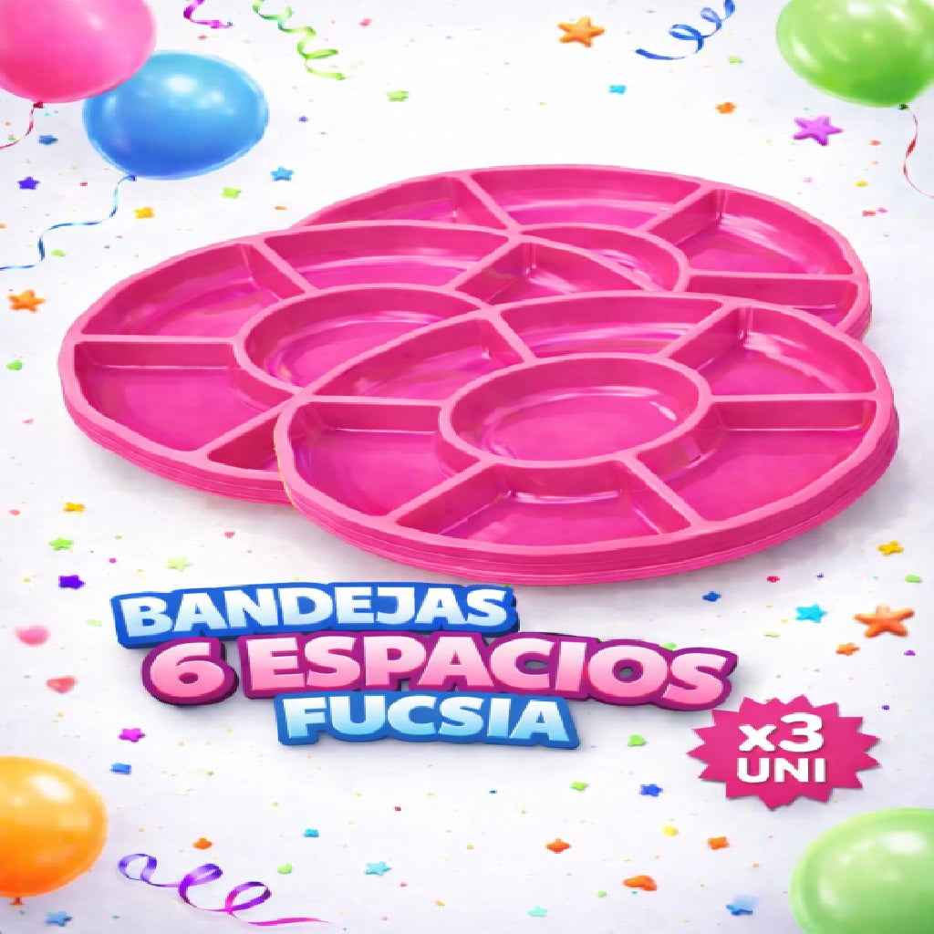Bandejas 6 Compartimentos x3 Unidades – Bandejas para Snacks