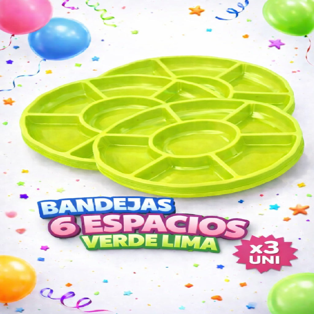 Bandejas 6 Compartimentos x3 Unidades – Bandejas para Snacks