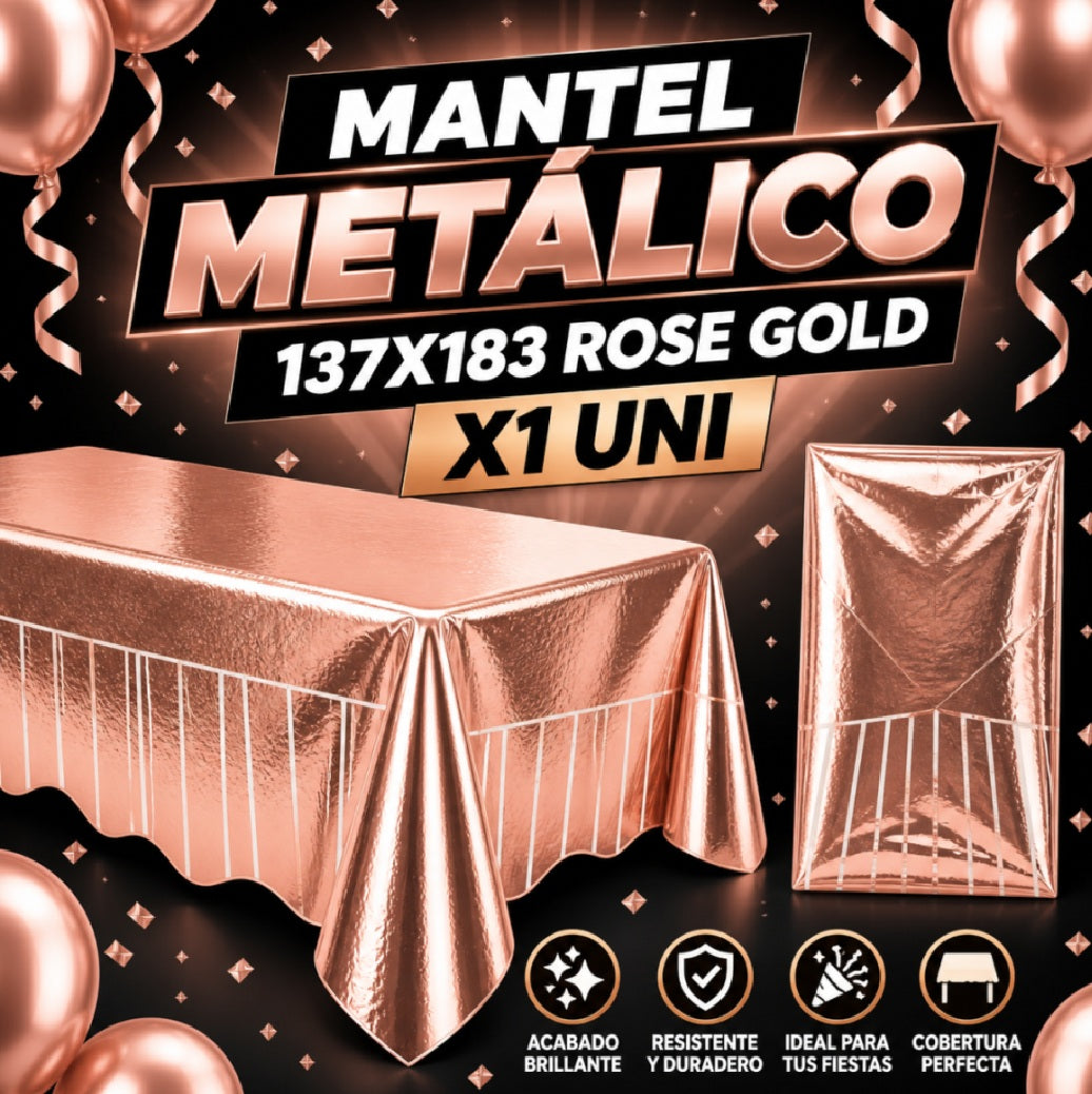 Mantel Metálico 137 x 183 cm – Decoración Fiesta, Cumpleaños y Cotillón