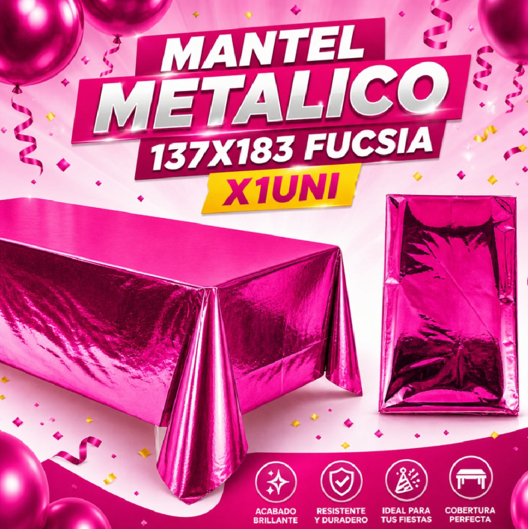 Mantel Metálico 137 x 183 cm – Decoración Fiesta, Cumpleaños y Cotillón