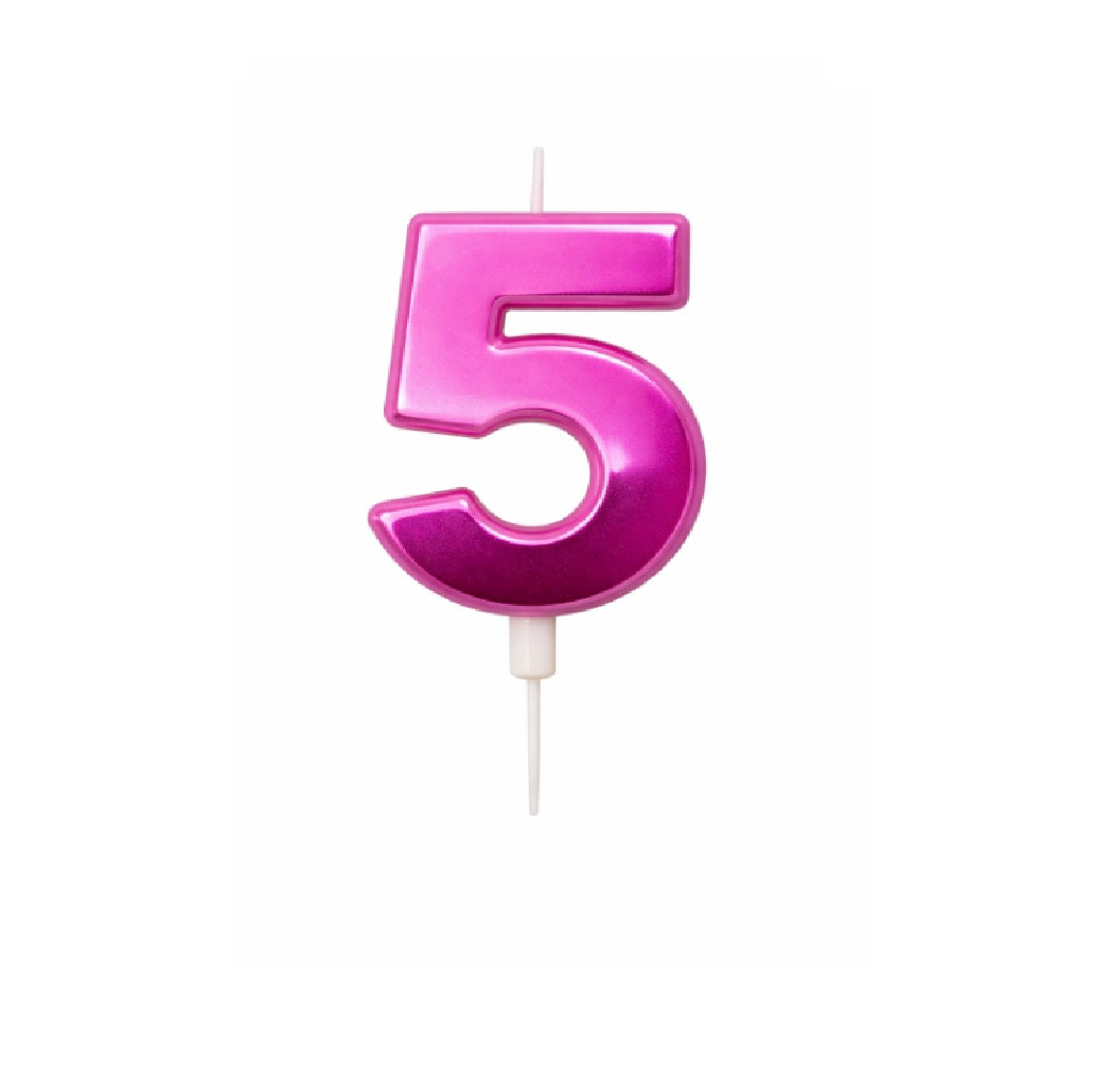 Velas Numerales Holo Fucsia
