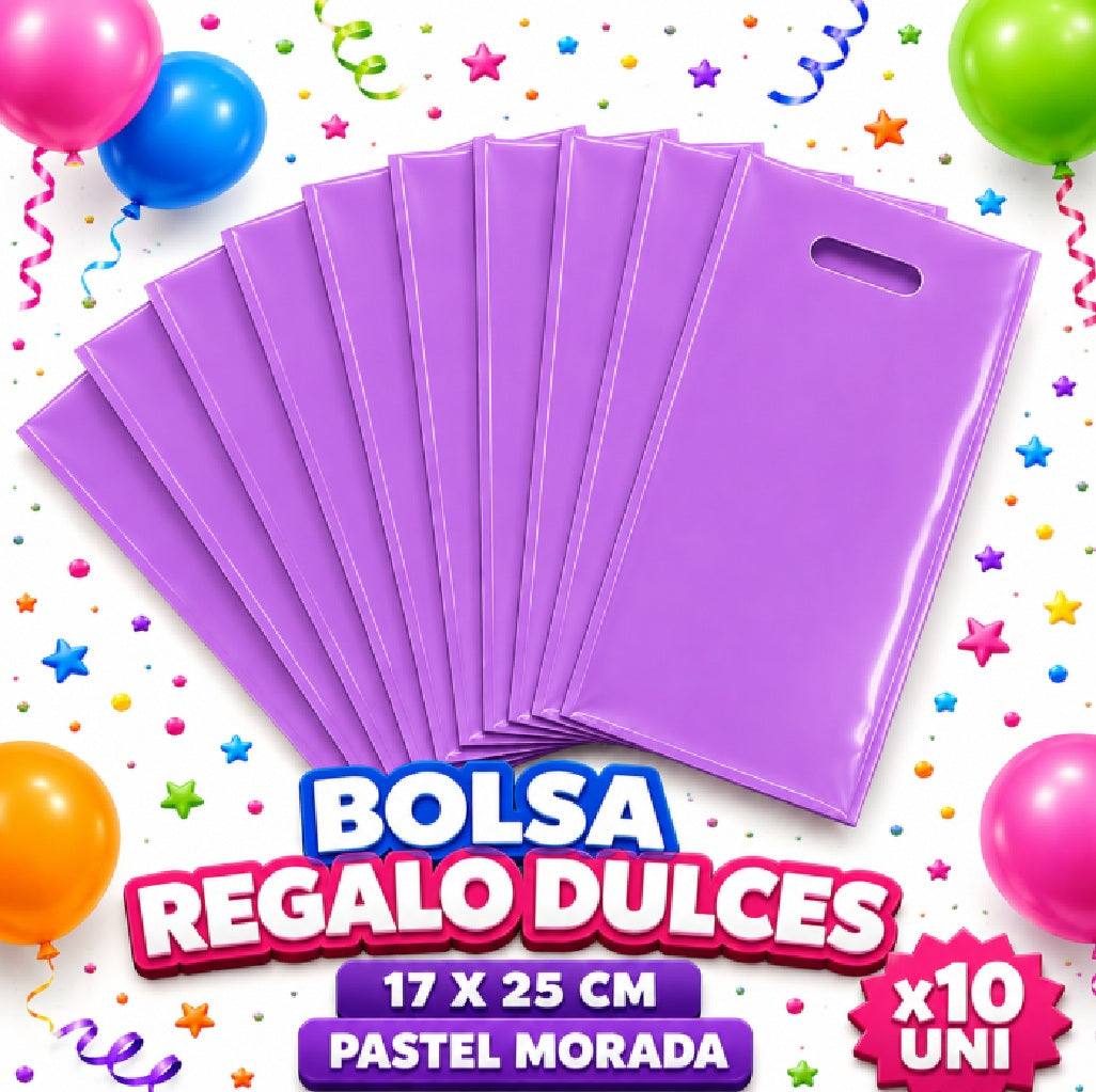 Bolsa de Regalo para Dulces 17 x 25 cm x10 Unidades COLORES PASTEL – Bolsas de Colores para Fiesta