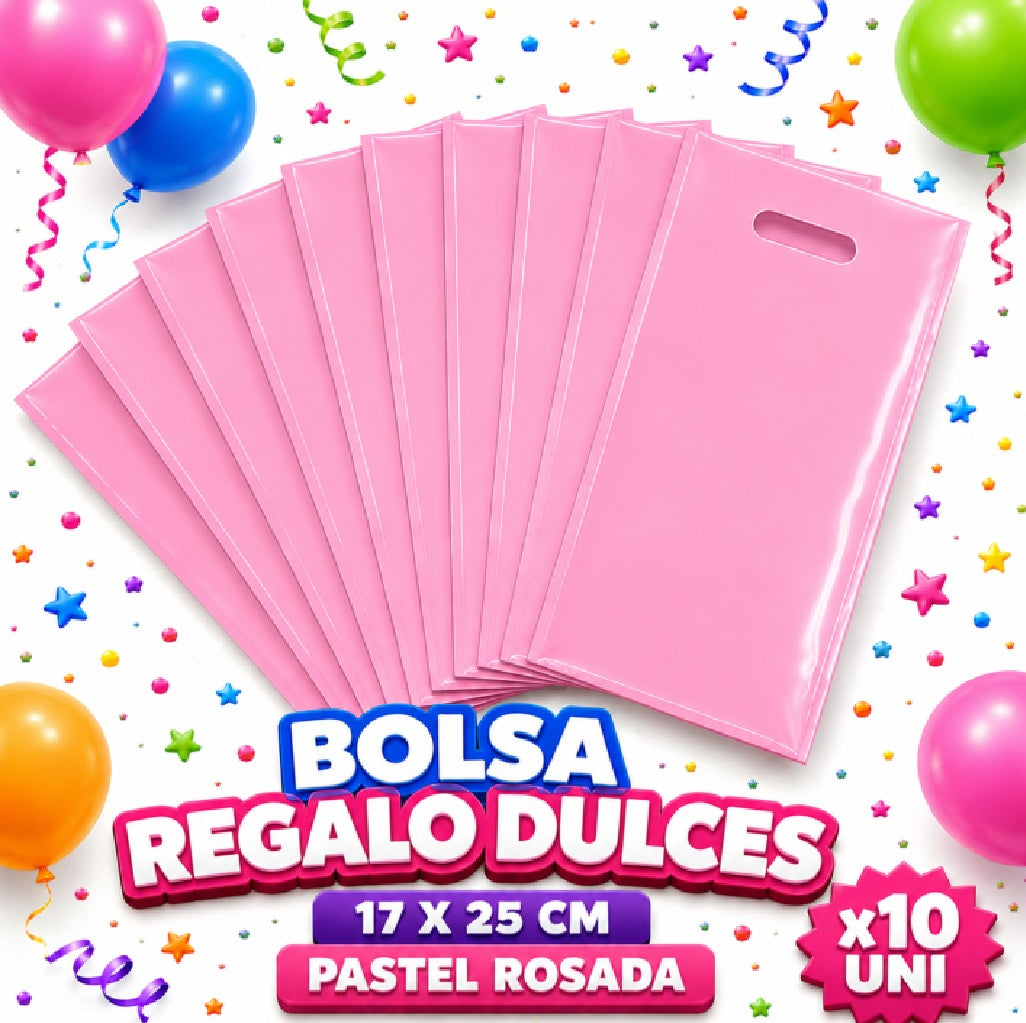 Bolsa de Regalo para Dulces 17 x 25 cm x10 Unidades COLORES PASTEL – Bolsas de Colores para Fiesta