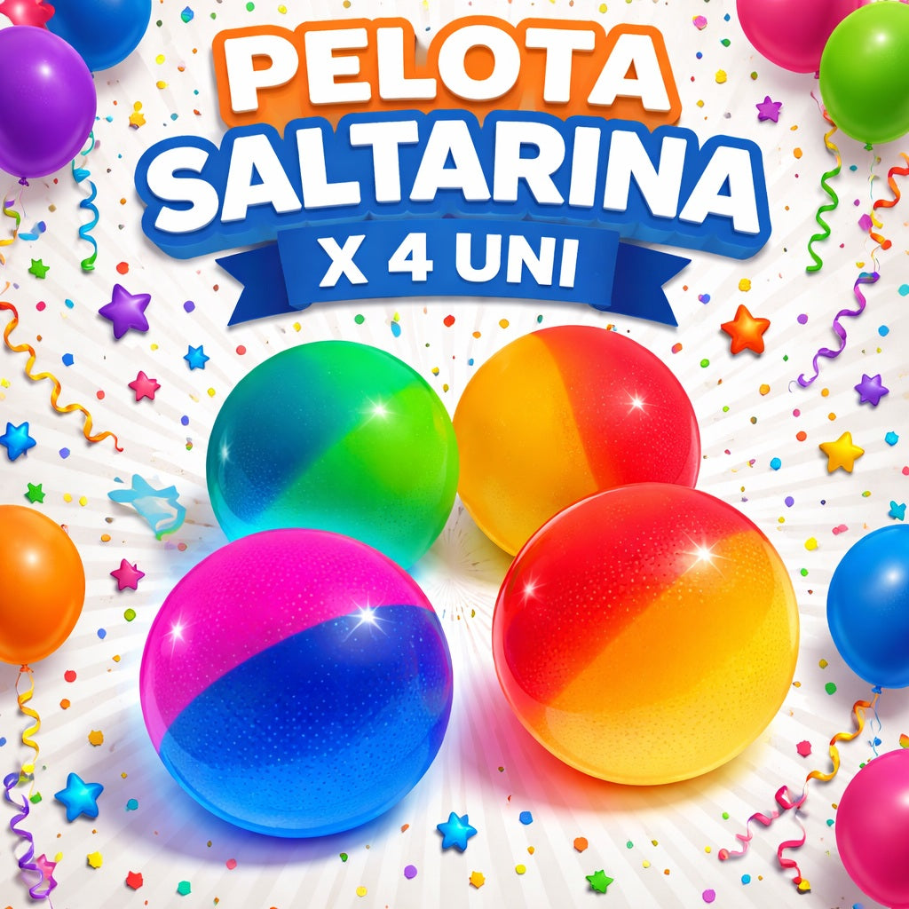 Pelota Saltarina Grande x4 Uni – Pelotas de Colores para Niños, Cumpleaños y Bolsas Sorpresa
