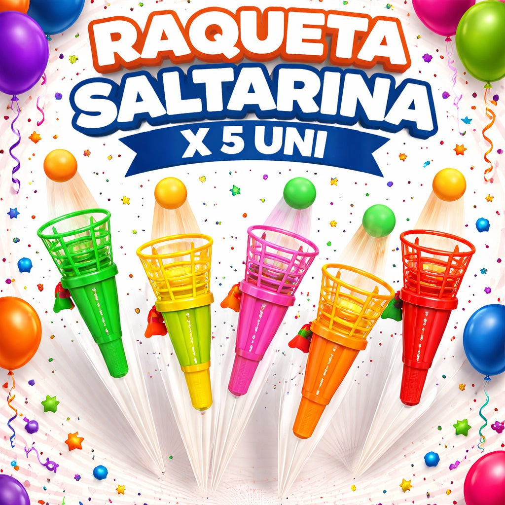 Raqueta Saltarina x5 Uni – Juego Atrapa Pelota para Niños, Cumpleaños y Bolsas Sorpresa