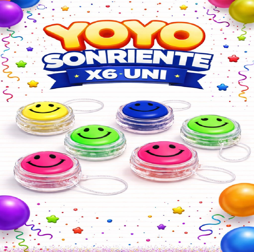 Yoyo Sonriente x6 Uni – Yoyos Infantiles Divertidos para Cumpleaños y Bolsas Sorpresa