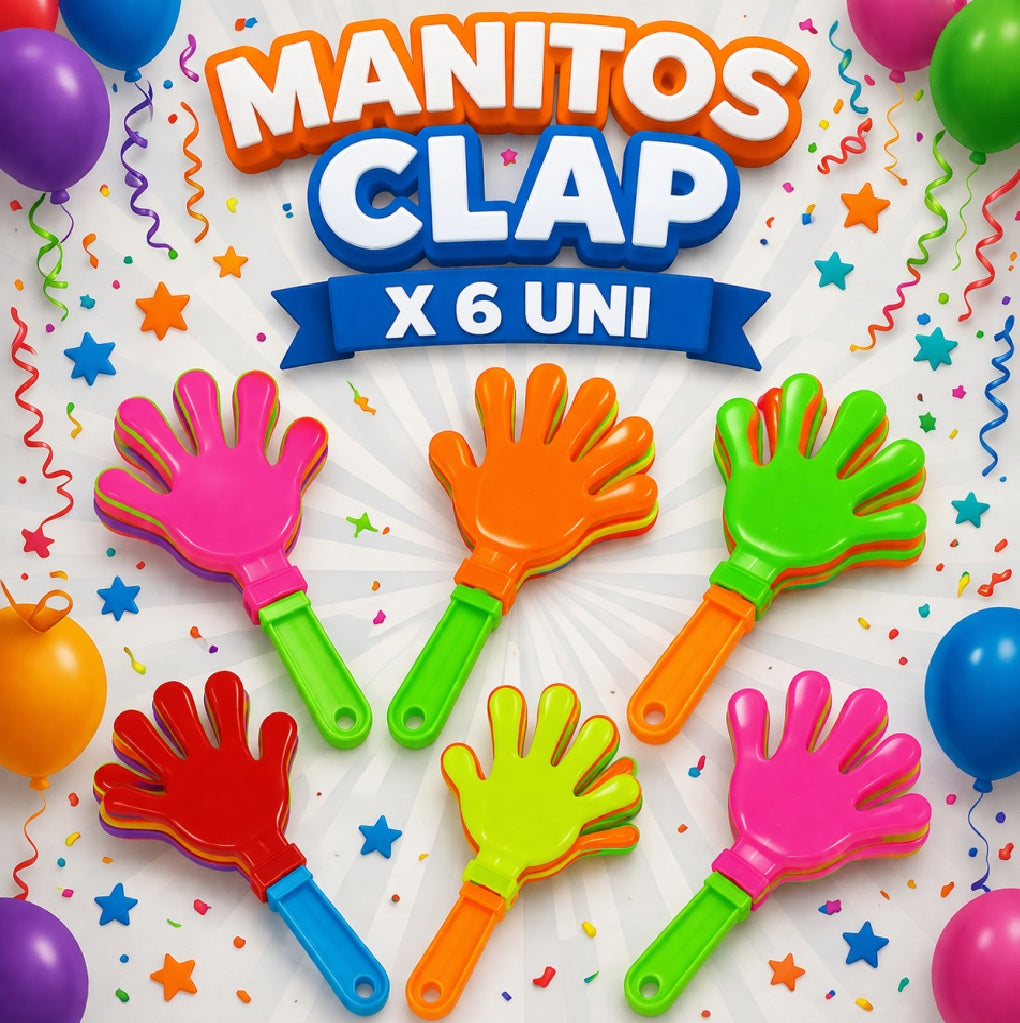 Manitos Clap x6 Uni – Juguetes de Aplauso para Cumpleaños Infantil, Cotillón y Bolsas Sorpresa
