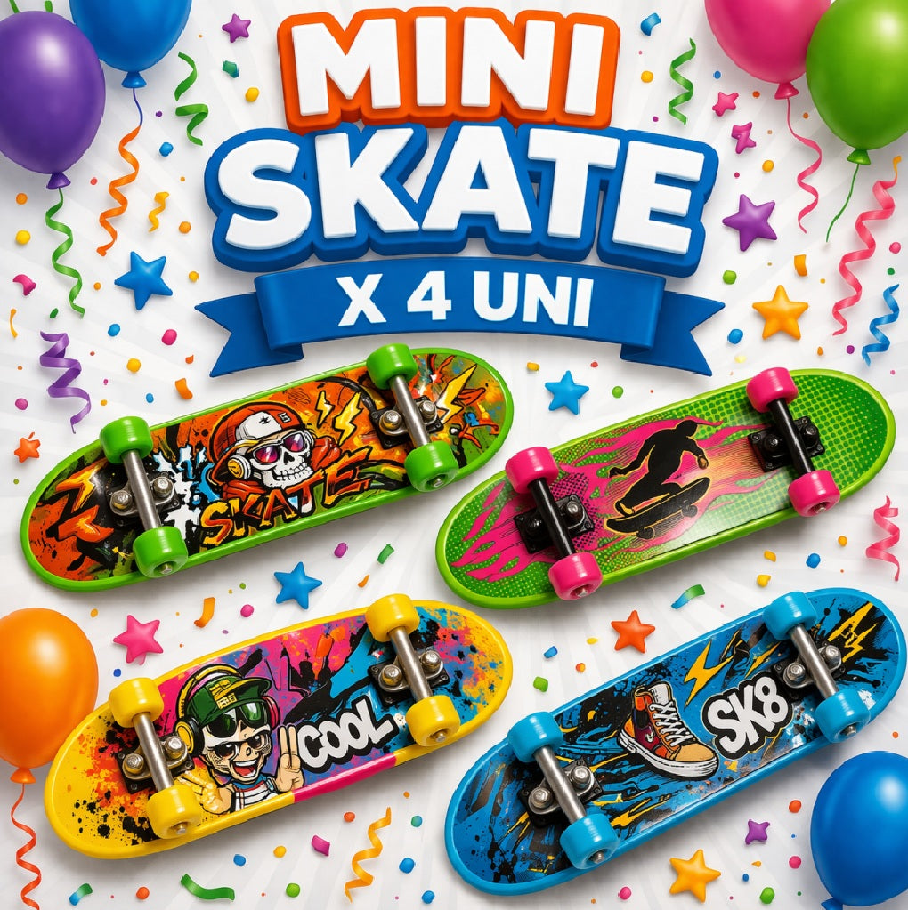 Mini Skate x4 Uni – Finger Skate para Niños, Juguetes de Cumpleaños y Bolsas Sorpresa