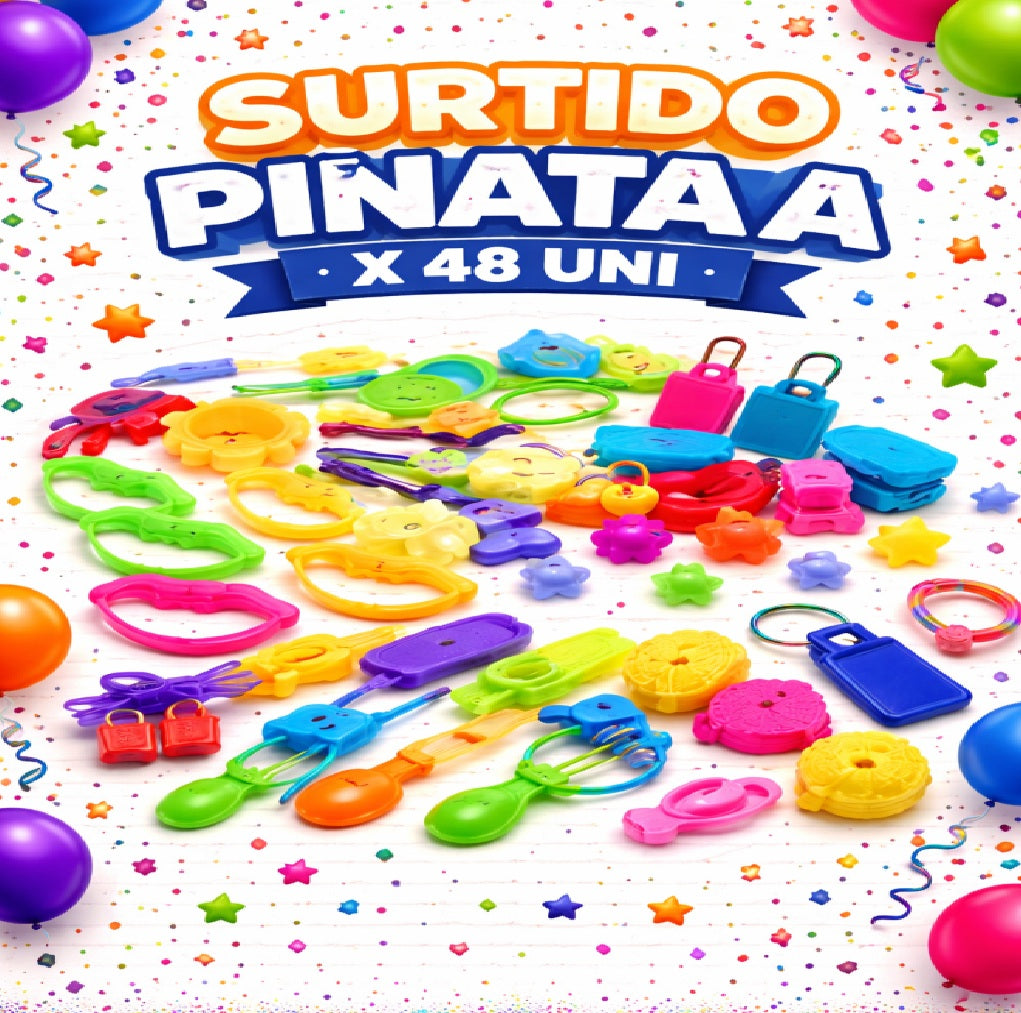 Surtido Piñata x48 Uni – Relleno de Piñata para Cumpleaños Infantil, Cotillón y Bolsas Sorpresa