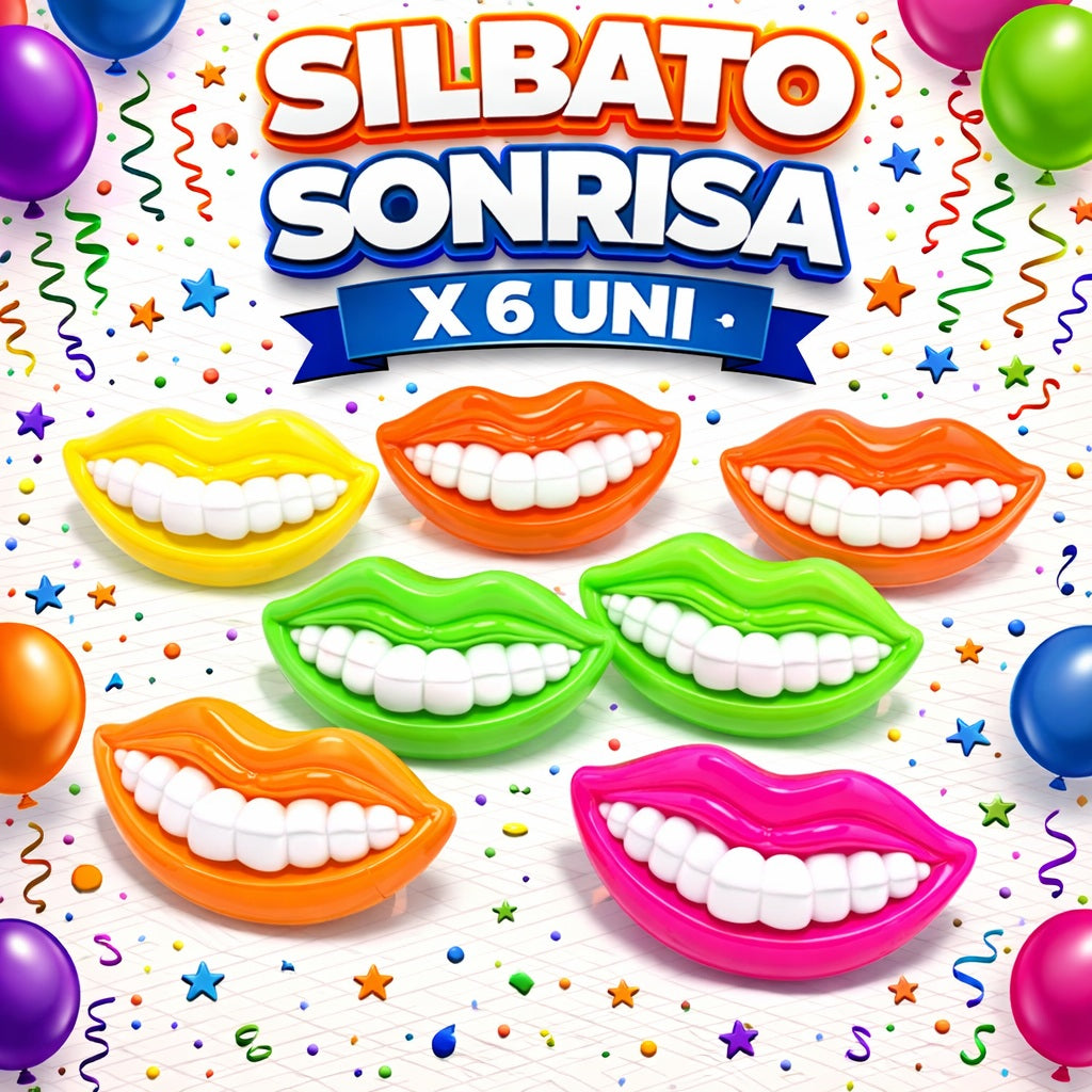 Silbato Sonrisa x6 Uni – Silbatos Infantiles Divertidos para Cumpleaños, Cotillón y Bolsas Sorpresa