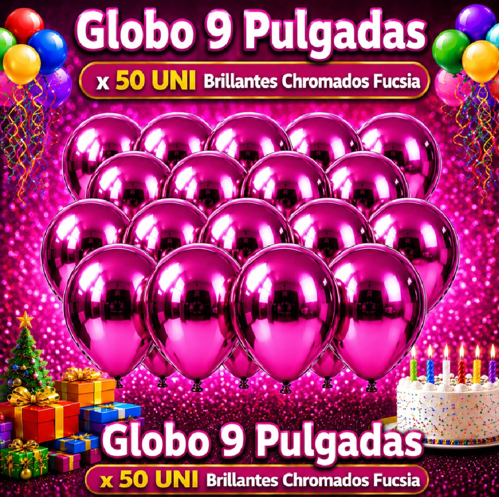 Globos 9 Pulgadas Chrome x50 - Globos de Fiesta
