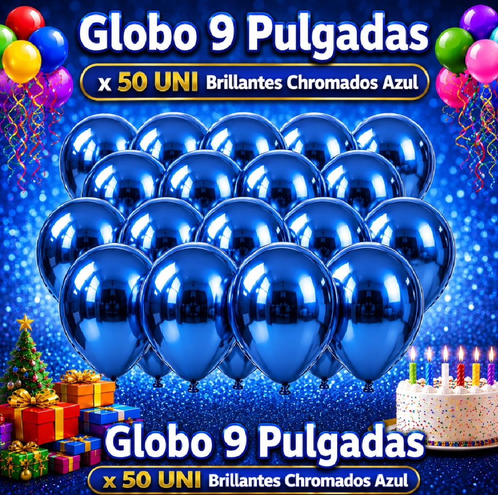 Globos 9 Pulgadas Chrome x50 - Globos de Fiesta