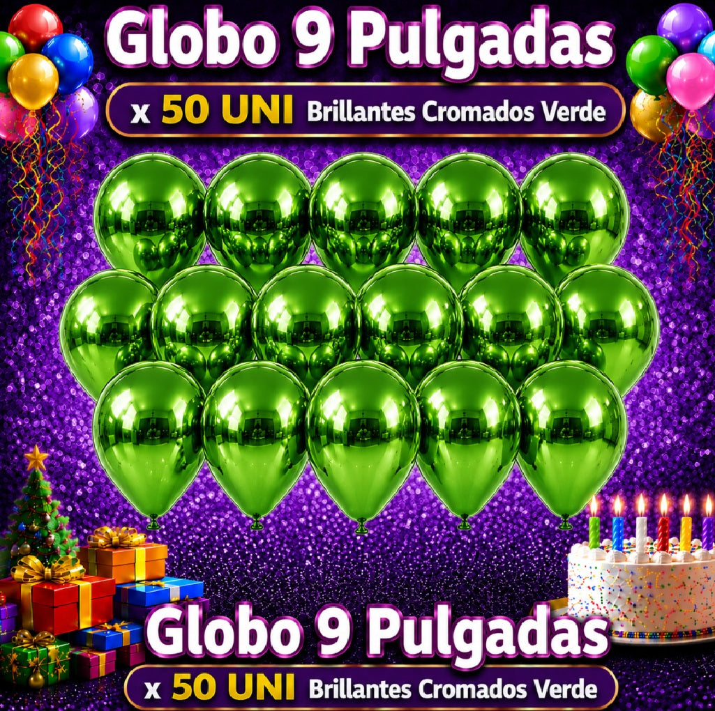 Globos 9 Pulgadas Chrome x50 - Globos de Fiesta
