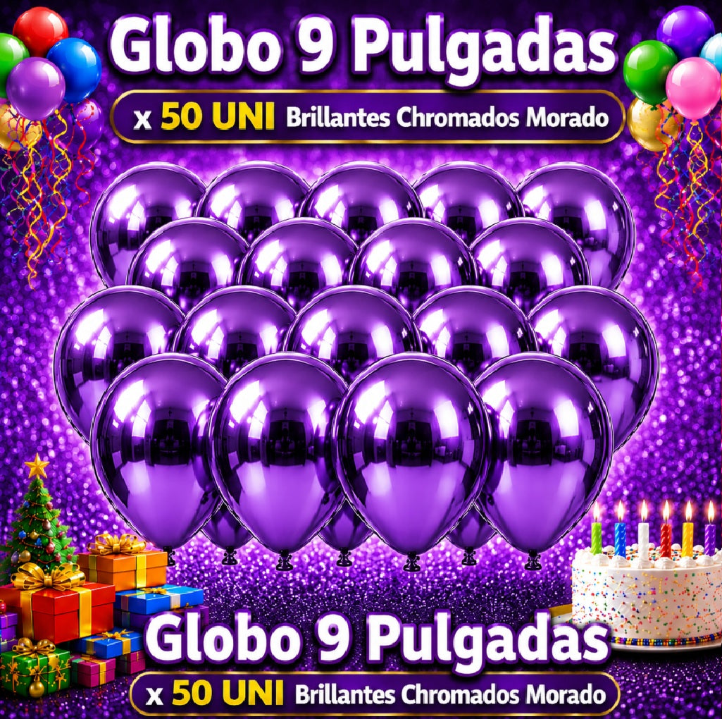 Globos 9 Pulgadas Chrome x50 - Globos de Fiesta