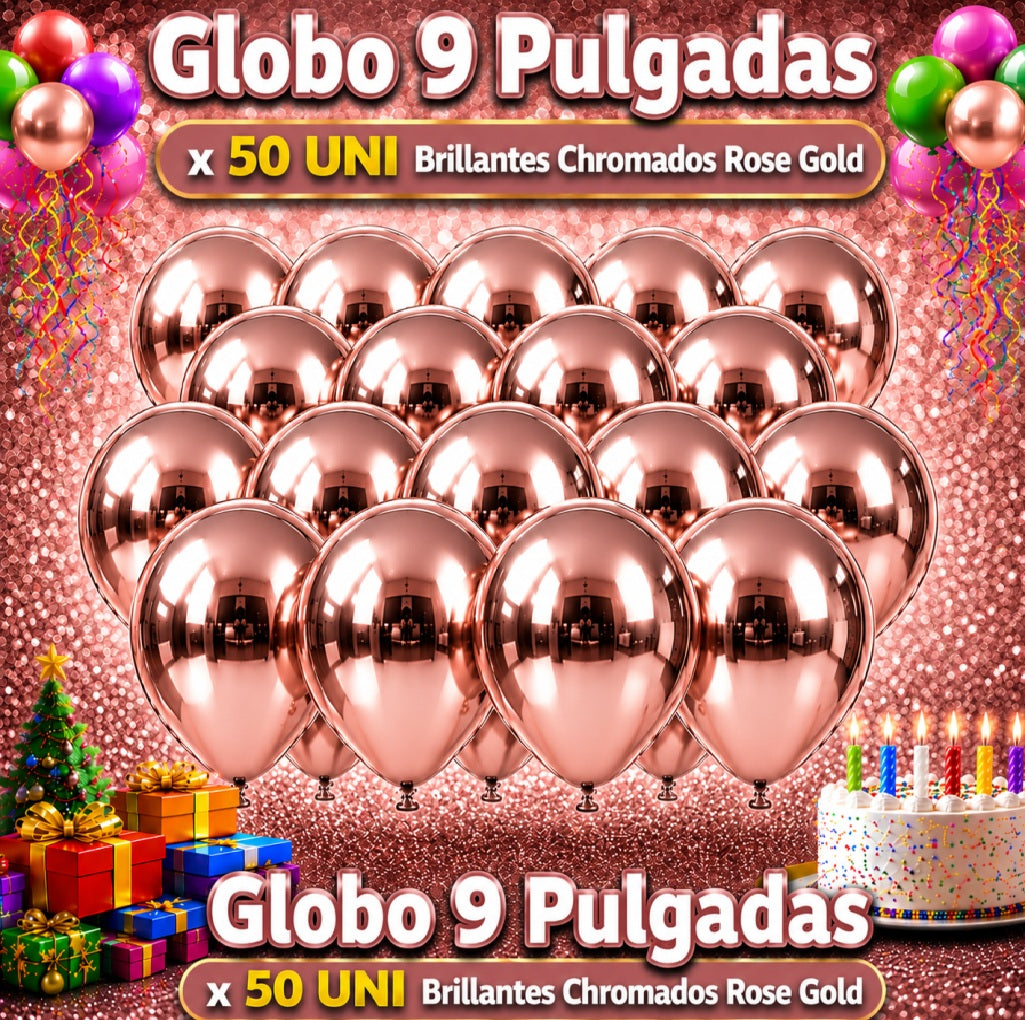 Globos 9 Pulgadas Chrome x50 - Globos de Fiesta