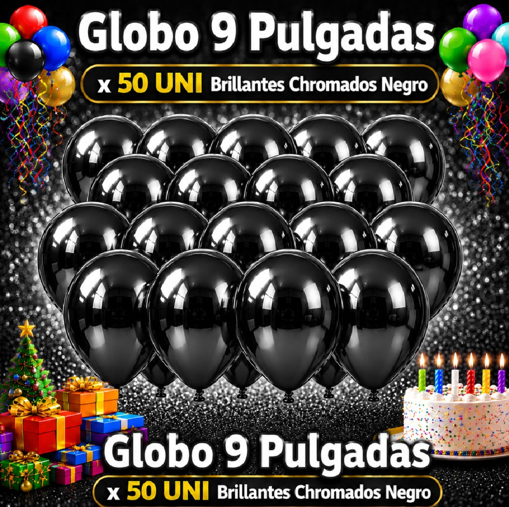 Globos 9 Pulgadas Chrome x50 - Globos de Fiesta