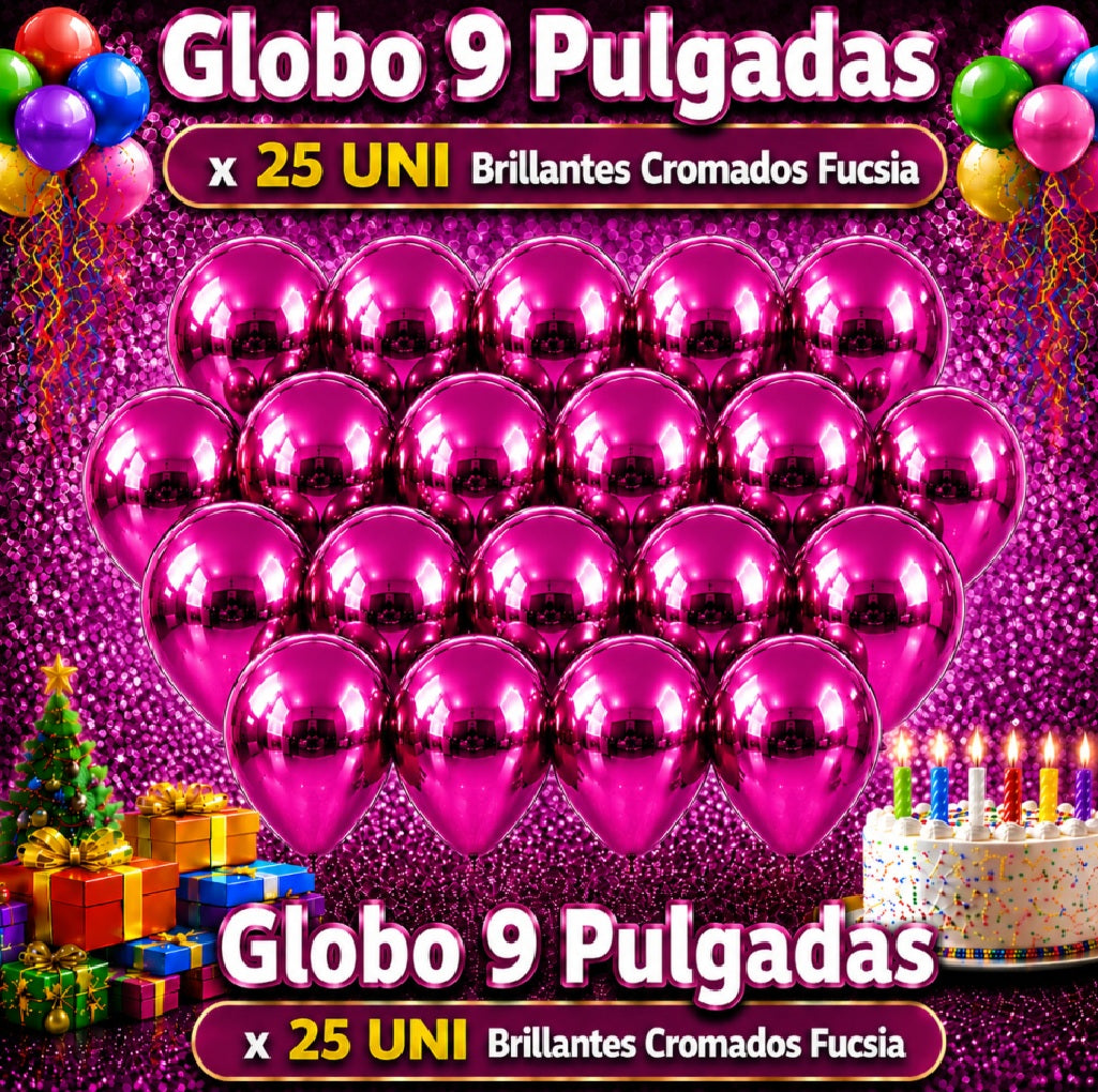 Globos 9 Pulgadas Chrome x25 - Globos de Fiesta