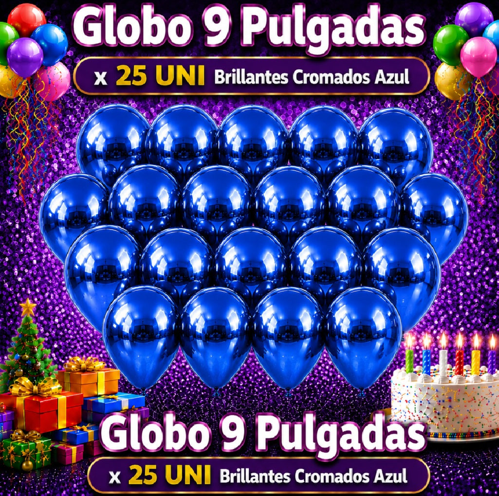 Globos 9 Pulgadas Chrome x25 - Globos de Fiesta