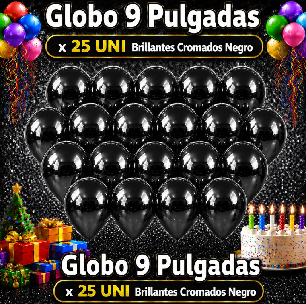 Globos 9 Pulgadas Chrome x25 - Globos de Fiesta