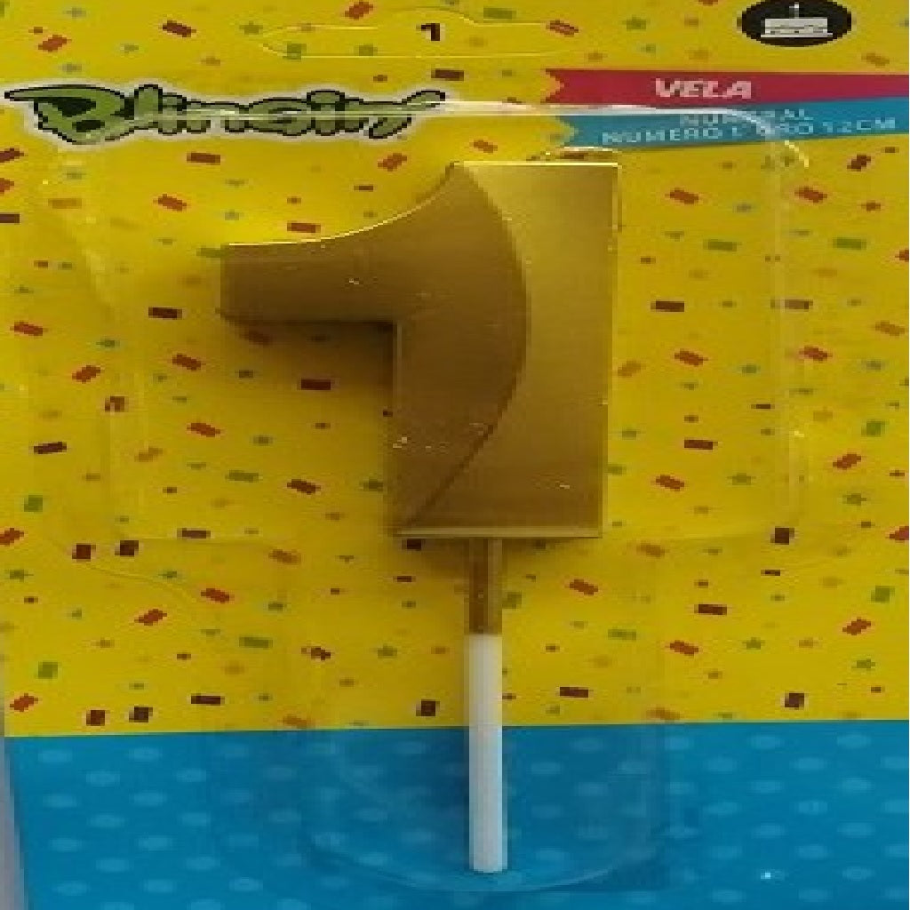 Velas Numerales Doradas 12 Cm