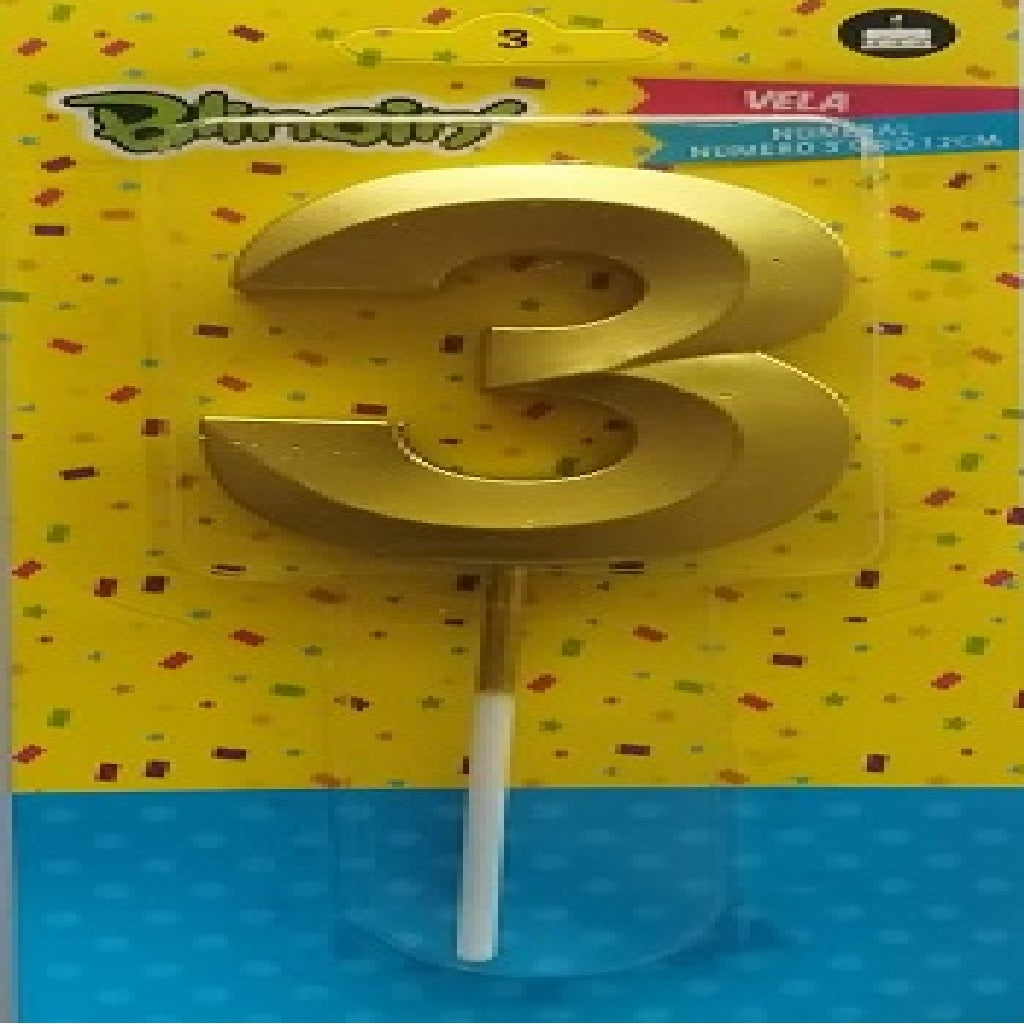 Velas Numerales Doradas 12 Cm